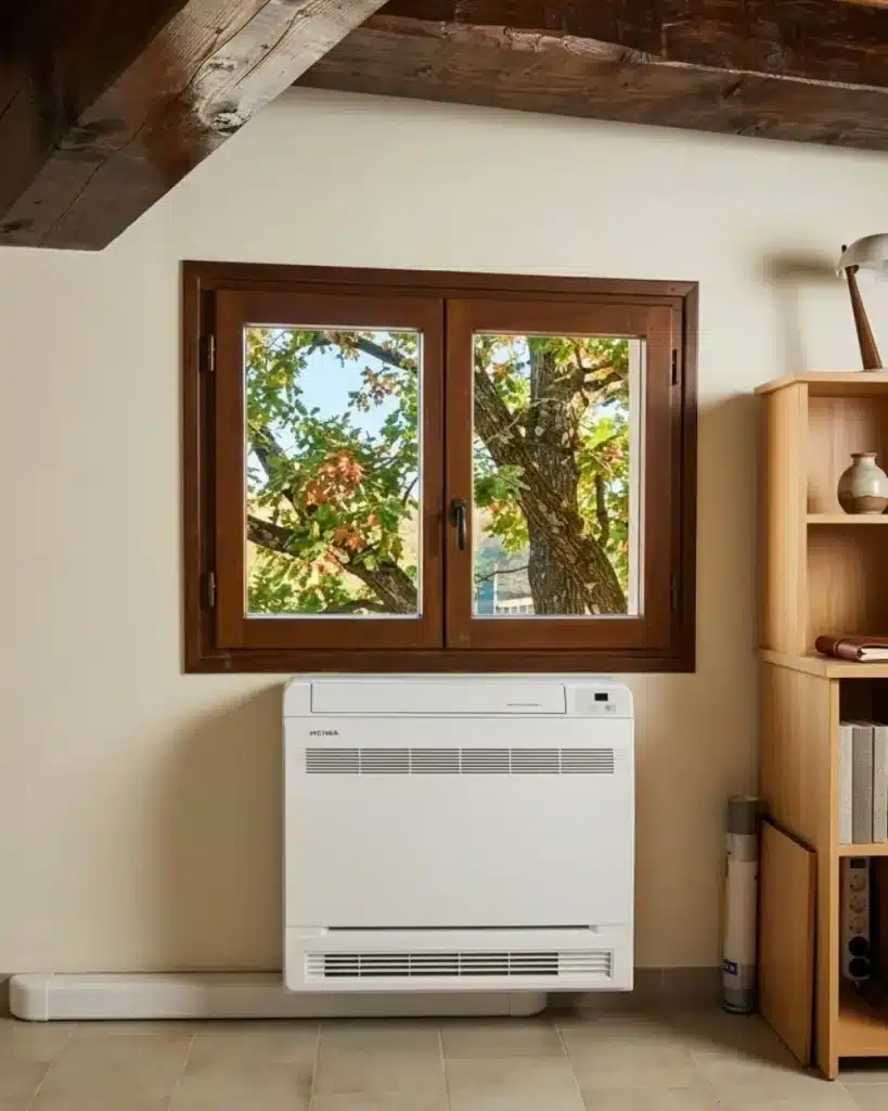 Installation climatisation console Heywa dans un salon - Poletti Clim Var
